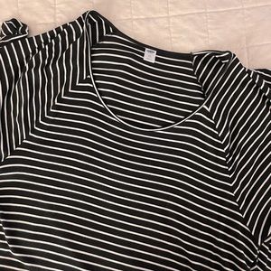 Black & white stripe short sleeve t-shirt dress